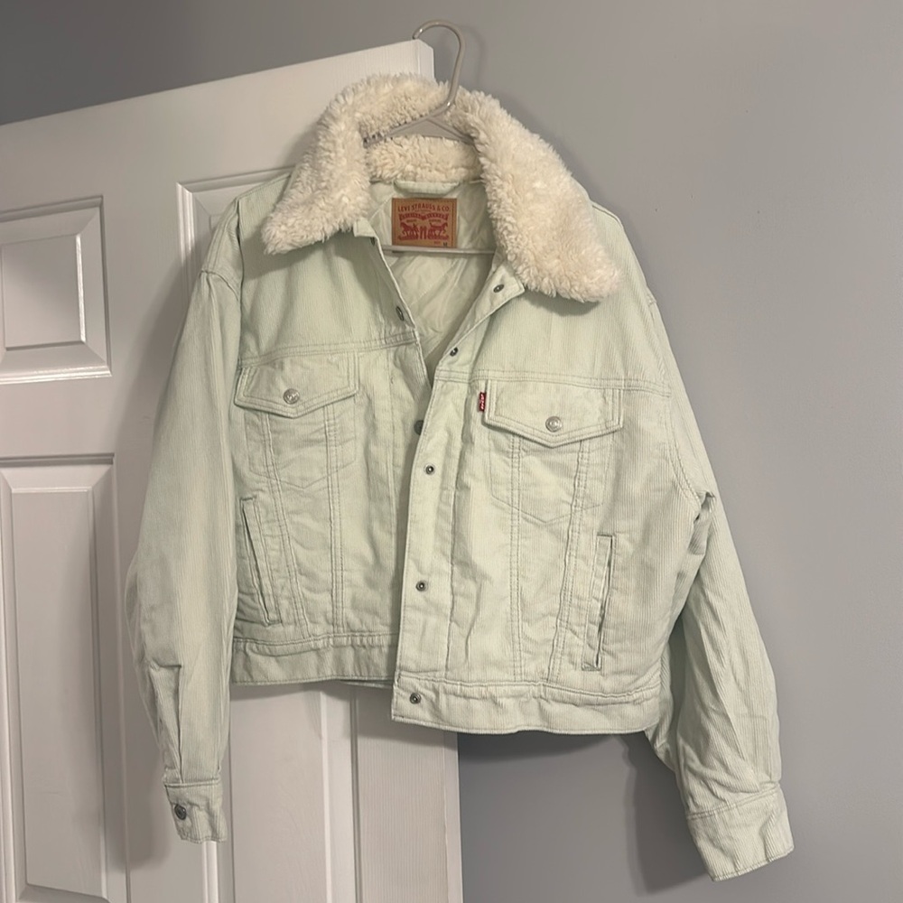 Levi’s Mint Green Crop Corduroy Jacket - Size Medium